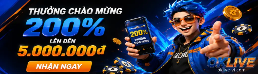 Banner OKLIVE giới thiệu game, casino và các trò chơi cá cược